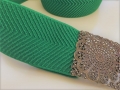 Gummiband für Trachtengürtel - 5 cm  - grün Fischgrat Dirndlgürtel elastisch gewebt