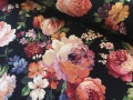 Gobelin Tracht Dirndl Stoff  Jacquard Anna - knitterfrei - große Rosen Blumen - schwarz - 50 cm