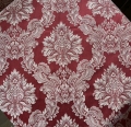 Bild 4 von Jacquard Italien -  Blumen  Ornamentmuster gewebt  dunkelrot creme - 2x95 cm